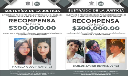 Ofrecen 300 mil pesos por pareja acusada de abuso sexual y homicidio