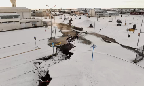Dron capta imágenes de las grietas volcánicas en Islandia