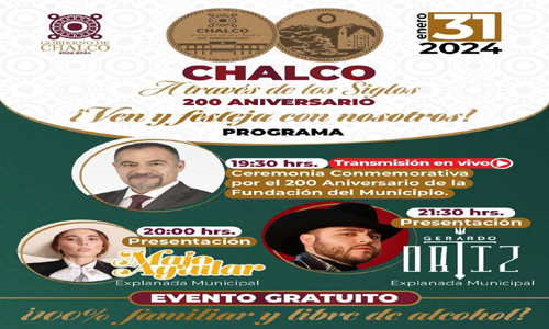 En Chalco conmemorarán dos siglos de la fundación del municipio