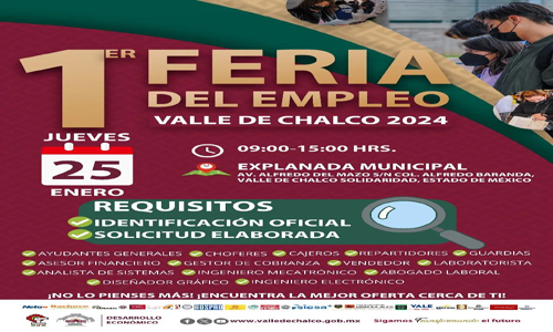 Valle de Chalco alista la Primera Feria del Empleo 2024