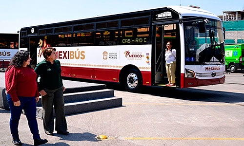 Delfina Gómez da banderazo a autobuses eléctricos de Línea 2 del Mexibús
