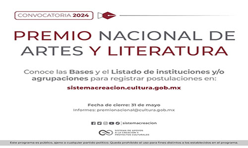 Sistema Creación publica convocatoria del Premio Nacional de Artes y Literatura 2024
