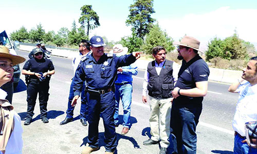 Autoridades recorren rutas de evacuación en la zona del volcán Popocatépetl