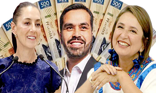Xóchitl, Sheinbaum y Máynez rebasan 40.8 mdp de gastos en campañas electorales