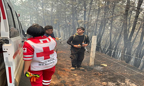 Apoya Cruz Roja Mexicana con víveres a quienes combaten incendios forestales