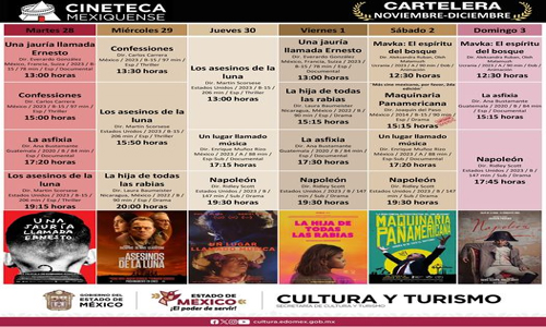 Cineteca Mexiquense comparte su programación semanal para cinéfilos