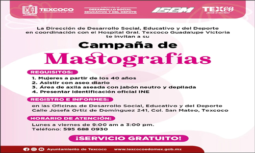 Texcoco promueve la salud de la mujer con mastografías gratuitas