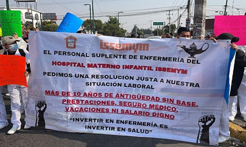 Trabajadores del hospital Materno-Infantil del ISSEMyM bloquearon Alfredo del Mazo