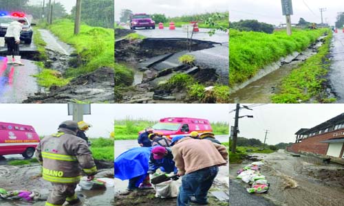 Reportan socavón sobre la carretera hacia delegación San Pedro Nexapa en Amecameca