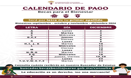 Inician pago de becas del Benito Juárez; el recurso será entregado conforme calendario