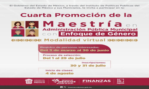 Abren convocatoria para estudiar Maestría en Administración Pública Municipal con Enfoque de Género