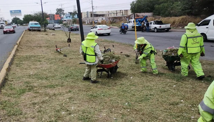 Refuerzan limpieza de camellones y laterales en La Paz