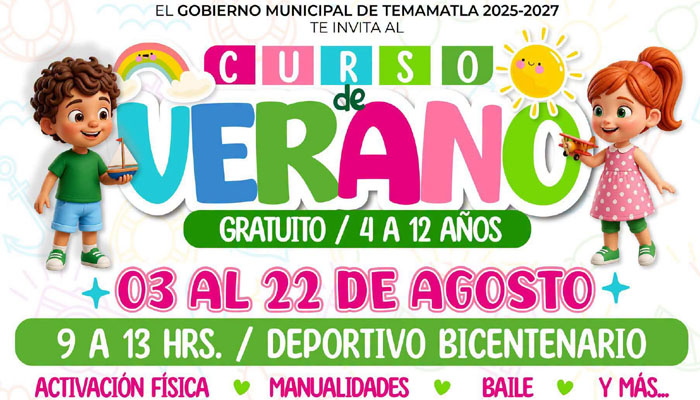 Casa de cultura de Temamatla abre inscripciones para “Curso de Verano 2026”