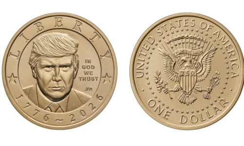 EU presenta moneda conmemorativa de un dólar con rostro de Trump