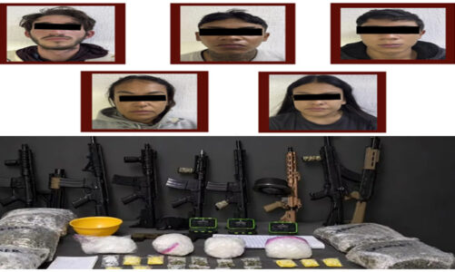Decomisan rifles de alto poder, droga y detienen a 5 en cateo en Hidalgo