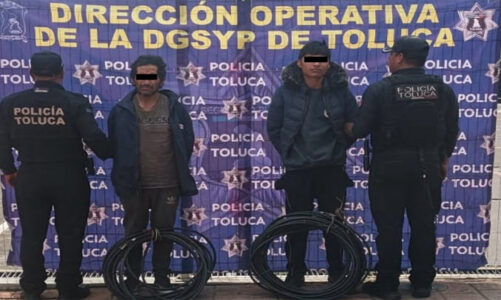 Caen tres por robo de cable y uno con moto robada en Toluca